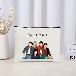 Cosmetic Bags TV Show Friends Make Up Bag For Women Pouch Travel Organiser Kawoii Purse Eco-friendly Canvas Makeup Pencil Case