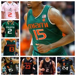 Custom Miami Hurricanes Basketball Jersey NCAA stitched jersey Any Name Number Men Women Youth Embroidered 7 Kyshawn George 15 Norchad Omier 2 Carson Mastin