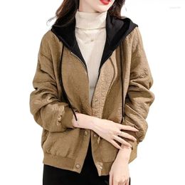 Women's Jackets Fashion Design Spring Autumn Short Coat 2024 Korean Heavy Industry Embroidery Hooded Windbreaker Outerwear