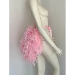 Stage Wear Light Pink Feather Tail Tutu Costume Showgirl Burlesque Accessories