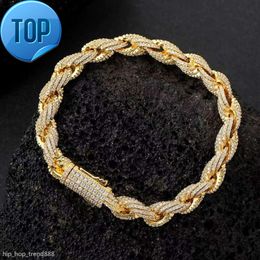 Bracciale Sier Diamond 8mm Vvs Gioielli hip hop Heavy Duty Miami Catena cubana Accessori per rapper di strada