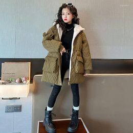 Down Coat Kids Winter Jacket Girls Hooded Outerwear Children Plus Velvet Parka Teenager Windproof Thick Warm Snowsuit 6 8 10 12 14 Y