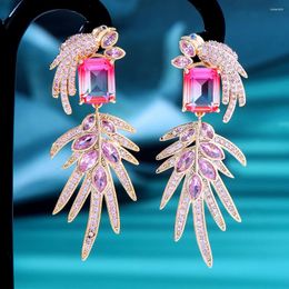 Stud Earrings Siscathy Fashion Luxury Bird Drop For Women Long Cubic Zirconia Hanging Earring Wedding Party Jewellery Accessories