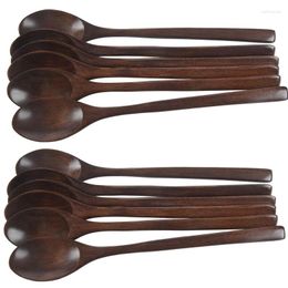 Coffee Scoops Wooden Spoons 12 Pieces Wood Soup For Eating Mixing Stirring Cooking Long Handle Spoon