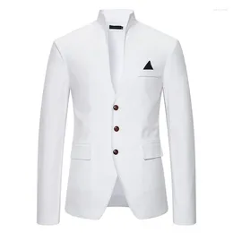 Men's Suits Men Mandarin Collar Formal Dress Blazer For Wedding Stand Colour Matching Tuxedo Coat Banquet Party Prom Dinner