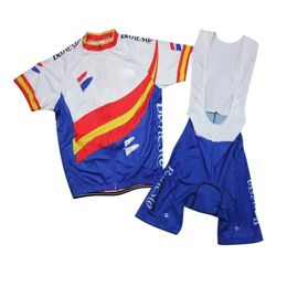 Spain Men Cycling Jersey Set Retro Short Sleeve Bike Wear Clothing Bib Shorts Road Riding Sets Mtb Ropa Ciclismo 240113