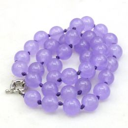 Chains 10mm Round Violet Jade Chalcedony Necklace Crystal Natural Stone Women Gift Hand Made Neckwear DIY Fashion Jewelry Making Design