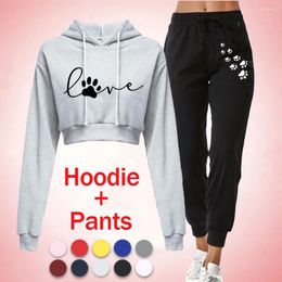 Women's Two Piece Pants Sets Casual Fashion Long Sleeve Cropped Tops And 2 Pieces Tracksuit Spring Autumn Female Print Y2k Outfits