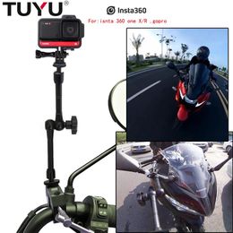 Cameras TUYU Motorcycle Bike Camera Holder Handlebar Mirror Mount Bracket1/4 Metal Stand For GoPro Insta 360 ONE X R Cameras Accessory