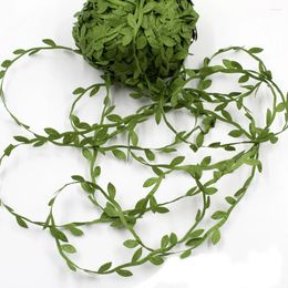 Decorative Flowers Artificial Green Leaves Vine Silk Leaf Garland Olive Ribbon Handmade Scrapbooking DIY Craft Wreath Wedding Party Decor