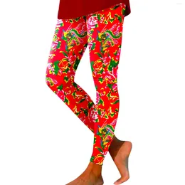 Women's Leggings Fashion Women Northeast Big Flowers Printed Ethnic Style Casual Chinese Trend Stretch Pant Sexy Skinny Legging