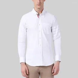 Men's Dress Shirts Long Sleeve T-shirt Korean Trend Button-Down Oxford Shirt For Men Arrivals Classic Fit Stretch Solid