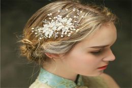 Designer Fashion Women Party Prom Wedding Bridal Gold Crystal Rhinestone Pearl Beaded Comb Hair Accessories Headpieces Jewellery Cro4486985