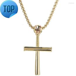 Pendant Necklaces Baseball Bat Cross Shape Men's Necklace Metal Sliding Christian Religious Accessories Party Jewelry