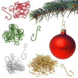 Christmas Decorations 100Pcs Ornament Metal S-Shaped Hooks Holders Diy Xmas Tree Ball Pendant Hanging Decoration For Home Navidad Year