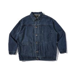 Men's Streetwear Bomber Loose Denim Jacket Youth Outerwear High Quality Cowboy Coats Blue Color Windbreaker Plus Size S-2XL 240113