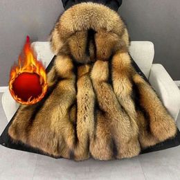 Artificial Mink Fur Jacket Men Parkas Winter Coat Thicken Warm Mid-Long Faux Fur Men Overcoat Fashion Plush Outerwear E427 240113