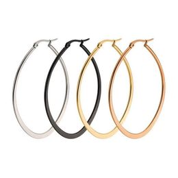 New Vintage Jewellery Brand Earrings Titanium Stainless Steel Gold Silver Black Hoop Earrings Big Size Women Earrings Accessories 10268Y