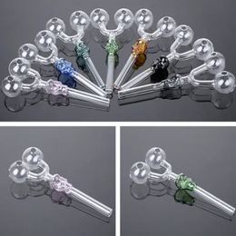 Wholesale Mini Pipe Straight Tube Oil Burner Double Burner Pipes 5.5 Inch Transparent Colourful Skull Glass Water Pipe Pyrex Heady Glass Smoking Pipes In Stock