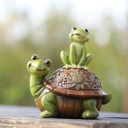 Frog Turtle Ornament Resin Simulated Frog Turtle Figurine Decorative Cute Animal Statue Garden Decoration Home Supplies 240113