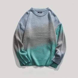Men's Sweaters Clothing Round Collar Knit Sweater Male Green Tie Dye Pullovers Crewneck A Plus Size X Street Long Sleeve Sweat-shirt