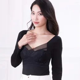 Women's Blouses Thermal Top Cosy Winter V-neck Lace Padded Pullover For Women Thick Plush Warm With Seamless Soft Underwear Blouse