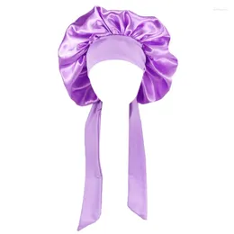 Berets Womens Polyester Shower Caps Night Sleep Cap Hair Bonnet Hat For Head Cover Satin Turban Headscarf Four Seasons Dropship