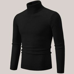 5XL Mens Sweater Slim Fit Pullover mens Knitted sweater Bottoming Shirt Autumn And Winter Turtleneck Warm Solid Colour 240113