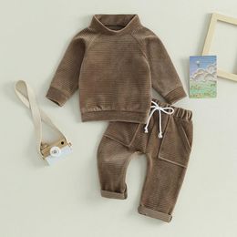 Clothing Sets Infant Baby Girls Boy Plush Clothes 2pcs Striped Long Sleeve Sweatshirt Elastic Pants Set Toddler Warm Suit Outerwear