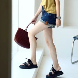 MICOCO N7822C Korean version of foreign style made old ripped comfortable cotton bomb dark blue cuffed denim shorts 240113