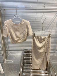 Work Dresses 23 Heavy Industry Nail Bead T-shirt Shirt Plus Slit Half Skirt Elegant Temperament Banquet Annual Meeting Must