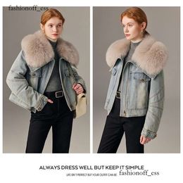 2024 Maillard Denim White Goose Down Jacket Designer Coat Ladies Winter Fox Fur hungry velvet short pie Overcome High quality jacket Women's down jackets 824