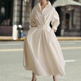 Casual Dresses Long Dress Youthful Shirt Soft Texture Elegant Amazing Buttons Up Pure Color