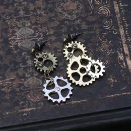 Stud Earrings Women Steampunk Antique Gear Pendant Dangle Long Hook Earring Club Jewelry K3ND