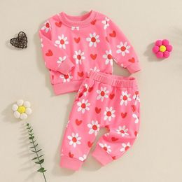 Clothing Sets Toddler Kid Baby Girl Valentines Day Outfit Valentine Crewneck Sweatshirt Heart Long Pants Daddy Is My Print