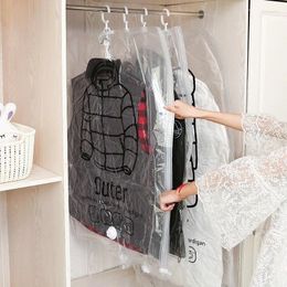 Storage Bags Hanging Transparent Vacuum Bag For Clothes Organiser Saver Space Holder Folding Pack Garment Dustproof