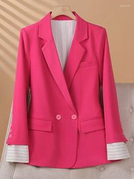 Women's Suits Fashion Blazer Coat For Women Long Sleeve Split Vintage Jacket Solid Lapel Double Breasted Slim 2024 Spring Summer Coats