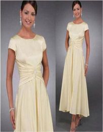 Vintage Mother of the Bride Dresses Cap Sleeves A Line Tea Length Wedding Party Dresses Plus Size Groom Mother039s Gowns Evenin9162668