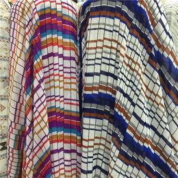 Clothing Fabric 2024 Top Fashion The Printed Chiffon Color Squares National Holiday Dress Silk S Shirt Accessories Fabrics