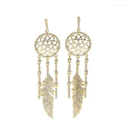 Dangle Earrings Bohemian 925 Silver Needle Dream Catcher For Women High Quality Long Feather Drop Accessories Ear Jewelry