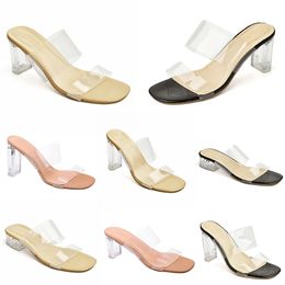 2024 summer women shoes Sandals High heels transparent Crystal heel Bright surface Black white large size 35-41 trendings