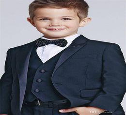 Three Piece Kids Wedding Suits New Arrival Peaked Lapel Custom Made Boys Formal Wear Jacket Pants VestBow1019700