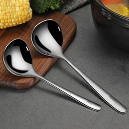 Spoons Bright Finish Flatware Stainless Steel Soup Ladle Set With Long Handle Round Edge Dishwasher Safe Sauce Spoon For Serving