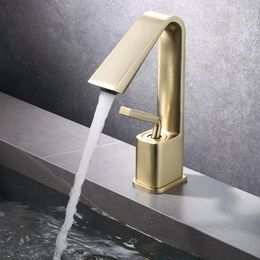 Bathroom Sink Faucets Solid Brass Grey Faucet Single Handle Hole Basin Tap Cold And Mixer White Brushed Gold Black