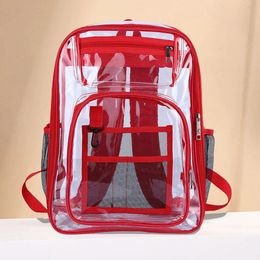 Bags Solid Colour Waterproof Students Backpack PVC Lightweight School Handbag Transparent HighCapacity with Zipper Outdoor Play