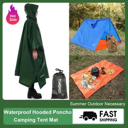Pads 3 in 1 Raincoat Backpack Rain Cover Rain Coat Hood Hiking Cycling Rain Cover Poncho Raincoat Waterproof Outdoor Camping Tent Mat