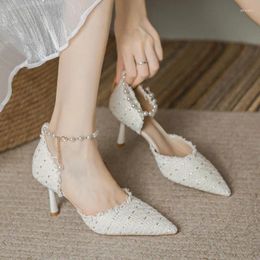 Dress Shoes Bride High Heels Crystal Wedding Toe Springs Pointy Luxurious Elegant Lady Ankle Glass