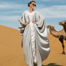 Ethnic Clothing Eid Ramadan Muslim Women Abaya Open Kimono Cardigan Dress Islamic Maxi Robe Caftan Diamonds 2 Piece Set Arabic Turkey Dubai