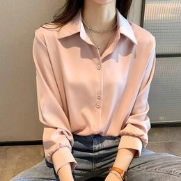 Women's Blouses Gidyq Fashion Women Chiffon Shirt Korean Casual Loose Sunscreen Long Sleeve Tops All Match Office Ladies Blouse Summer