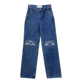 jeans donna pantaloni firmati donna uomo lettera ricamata pantaloni in denim grafico larghi Jeans moda di lusso tinta unita pantaloni in denim 0594